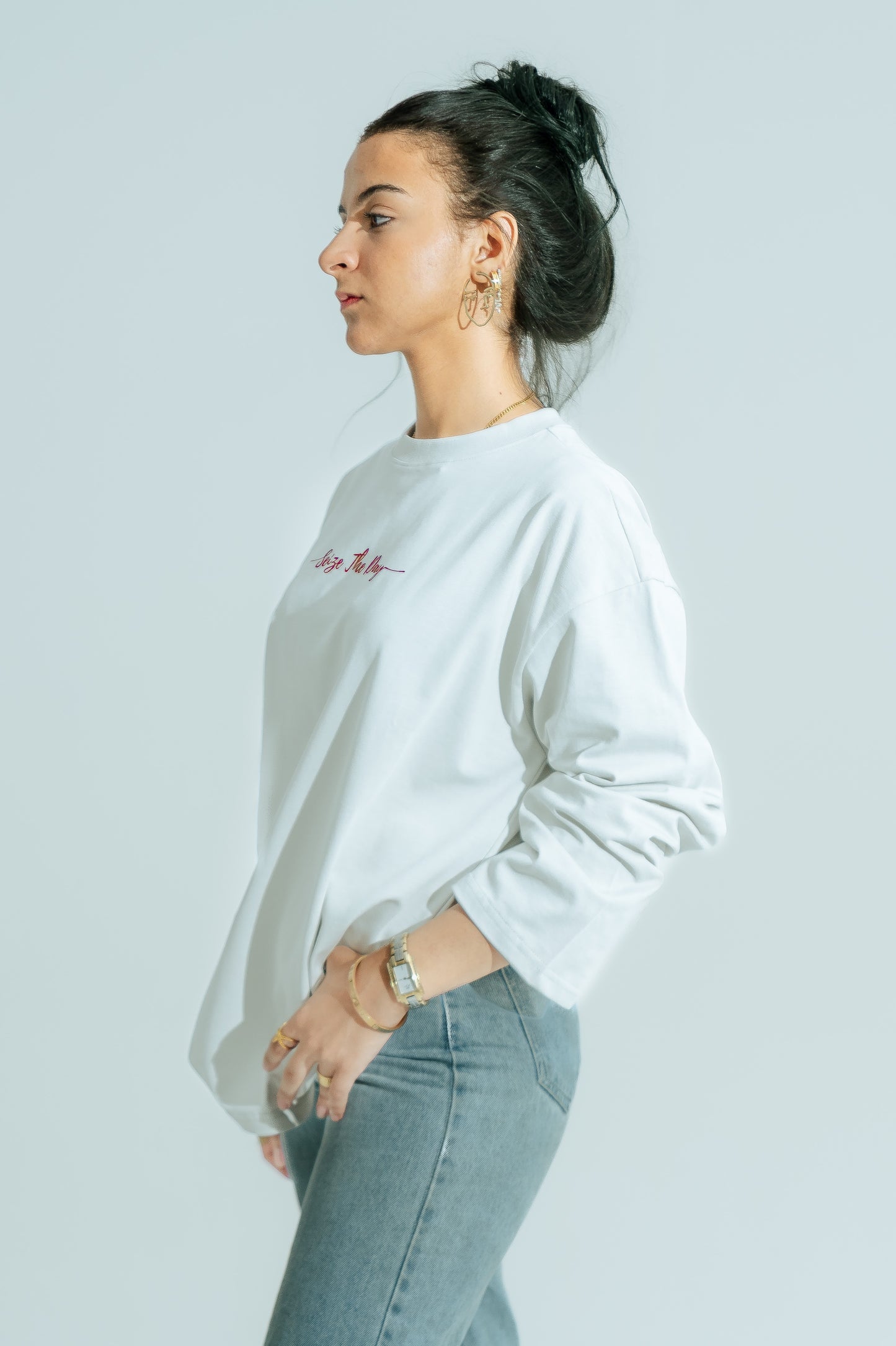 "Seize The Day" Oversized Long Sleeve - Grey
