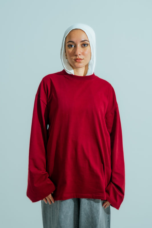 Oversized Long Sleeve - Burgundy